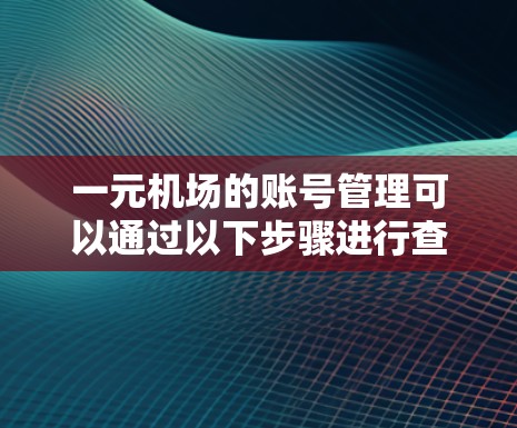 一元机场的账号管理可以通过以下步骤进行查看和管理