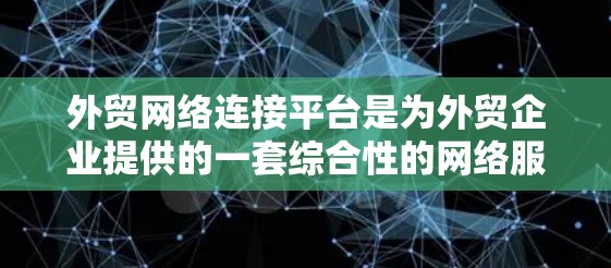 外贸网络连接平台是为外贸企业提供的一套综合性的网络服务，旨在帮助企业通过互联网进行销售、物流和财务支持。以下是平台的主要功能和结构